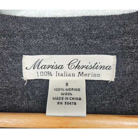 MARISA CHRISTINA Cardigan Sweater 100% Italian Merino Wool Women's Small Gray - Picture 5 of 6